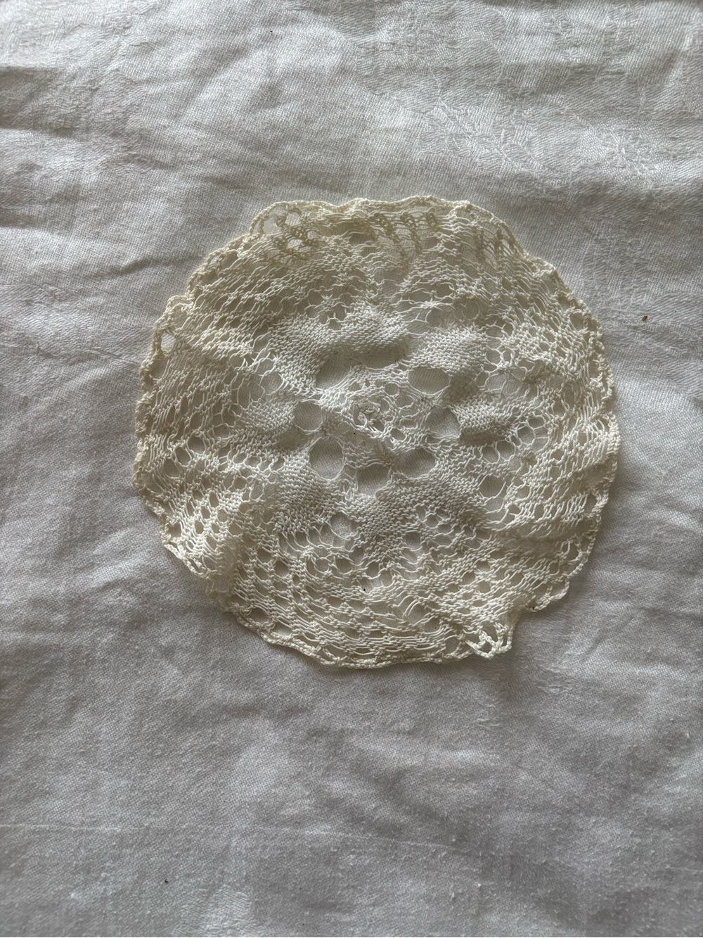 Handmade Crocheted Lace Doily in Cream